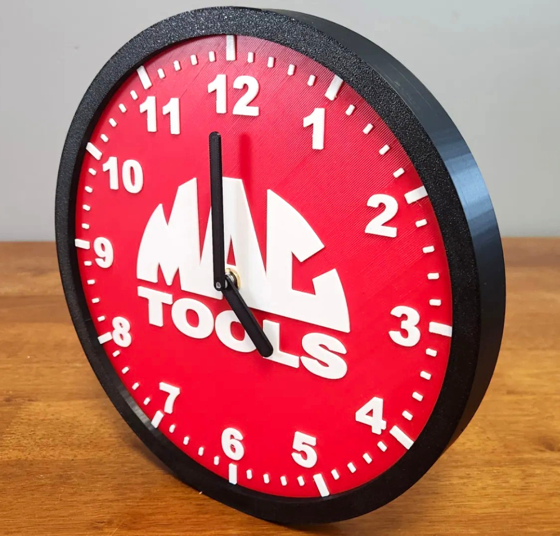 MAC Tools Advertising Round Wall Clock Red, Black & White MAC Tools Advertising Round Wall Clock Red, Black & White