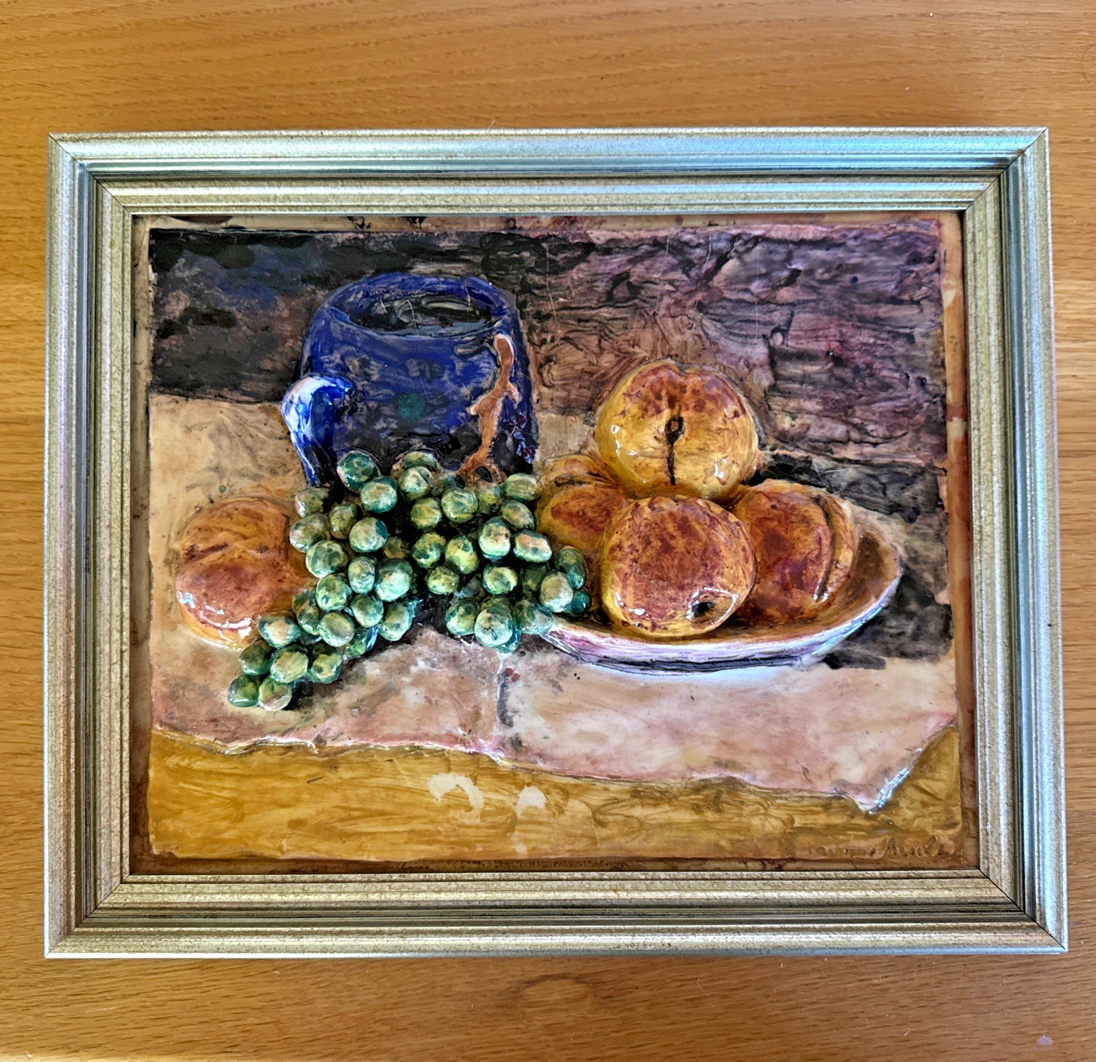 Vintage Italian Ceramic Still-Life Relief Art Work , Three Dimensional, c. 1950s