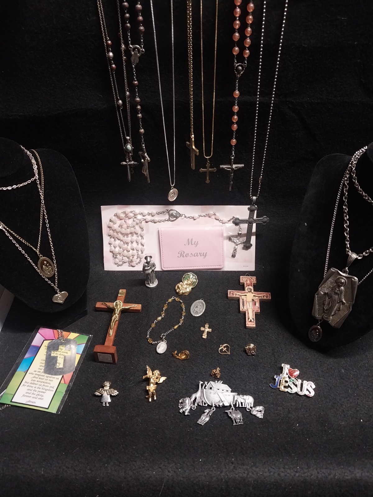 Vintage Catholic Religious Lot Crosses Crucifixes Rosaries Medals Mixed