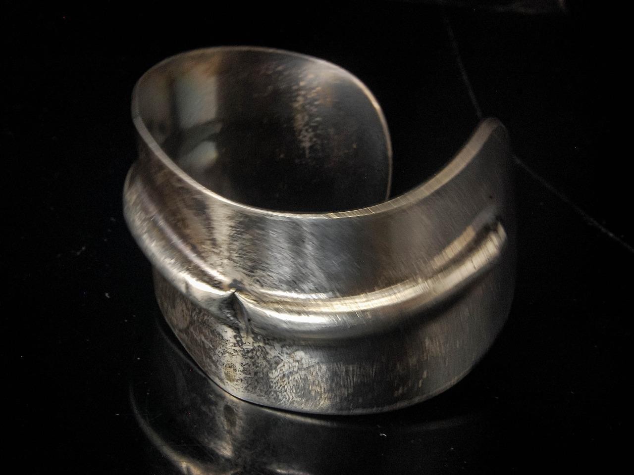 VINTAGE BRUTALIST MODERNIST MEXICO TAXCO TE-31 925 STERLING CUFF BRACELET