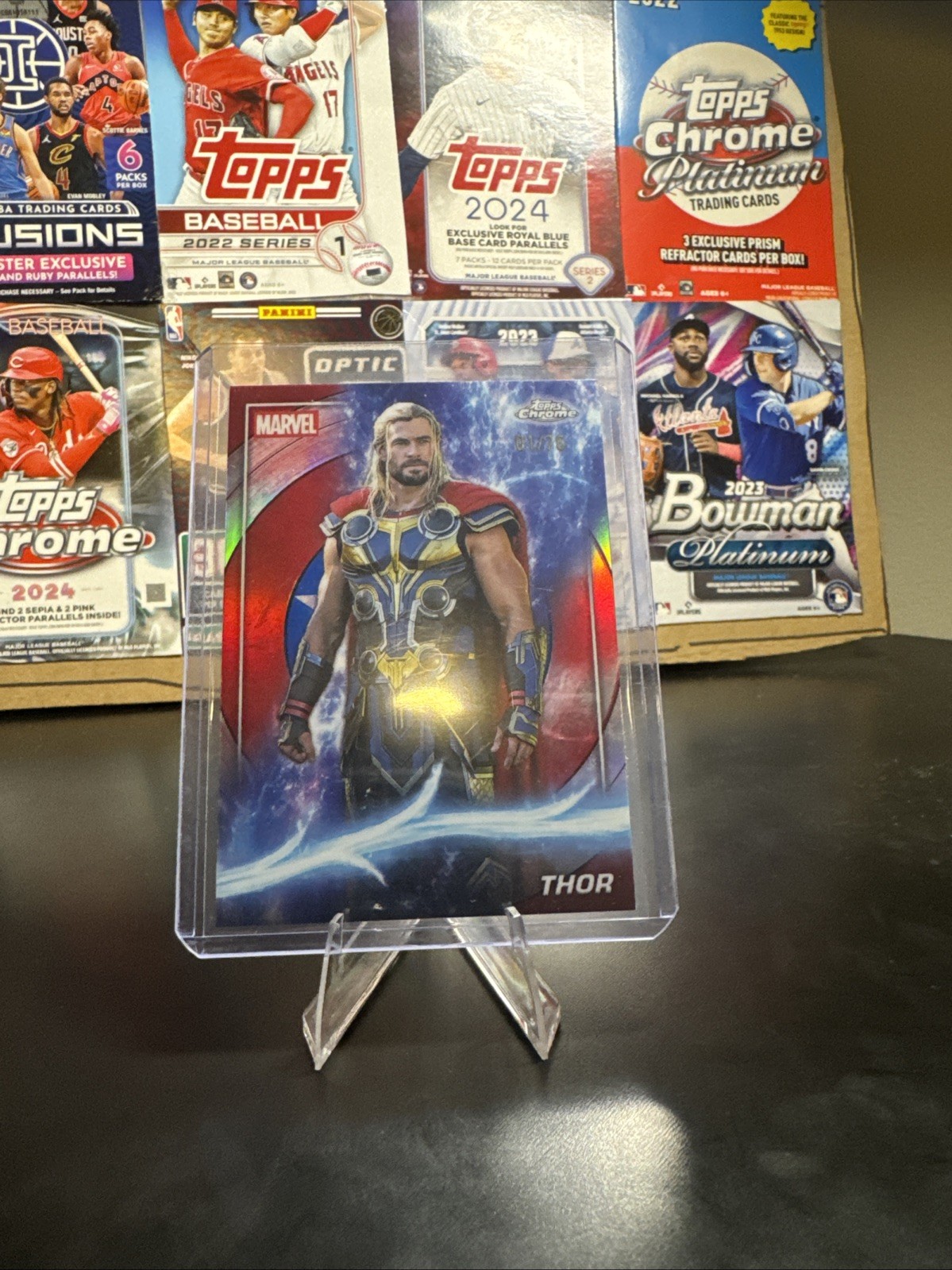 2025 Topps Marvel Studios Chrome Thor Captain America Refractor 01/76 #134