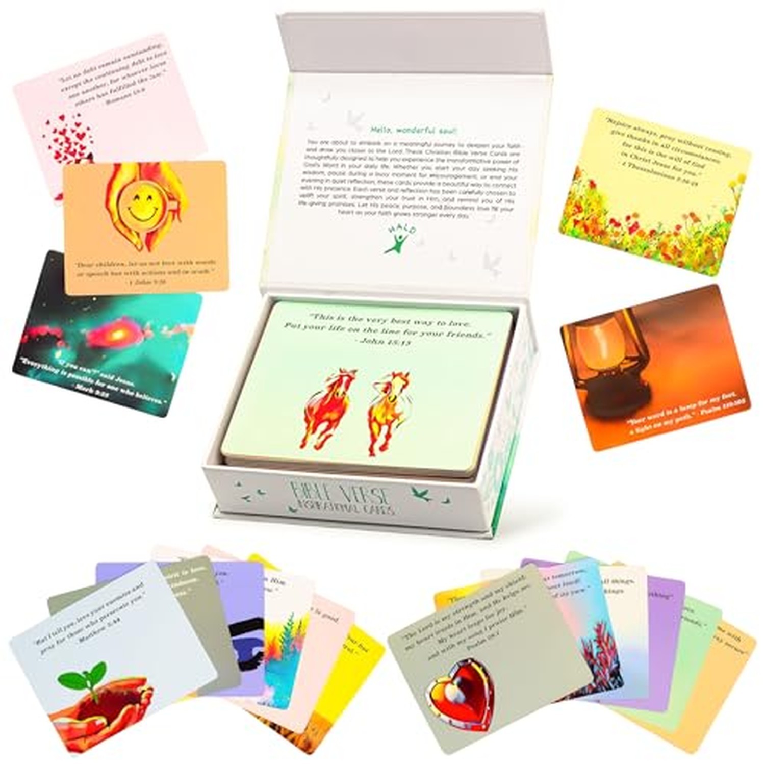 HALD Bible Verse Cards - 60 Dual-Sided Scripture Cards with Reflections