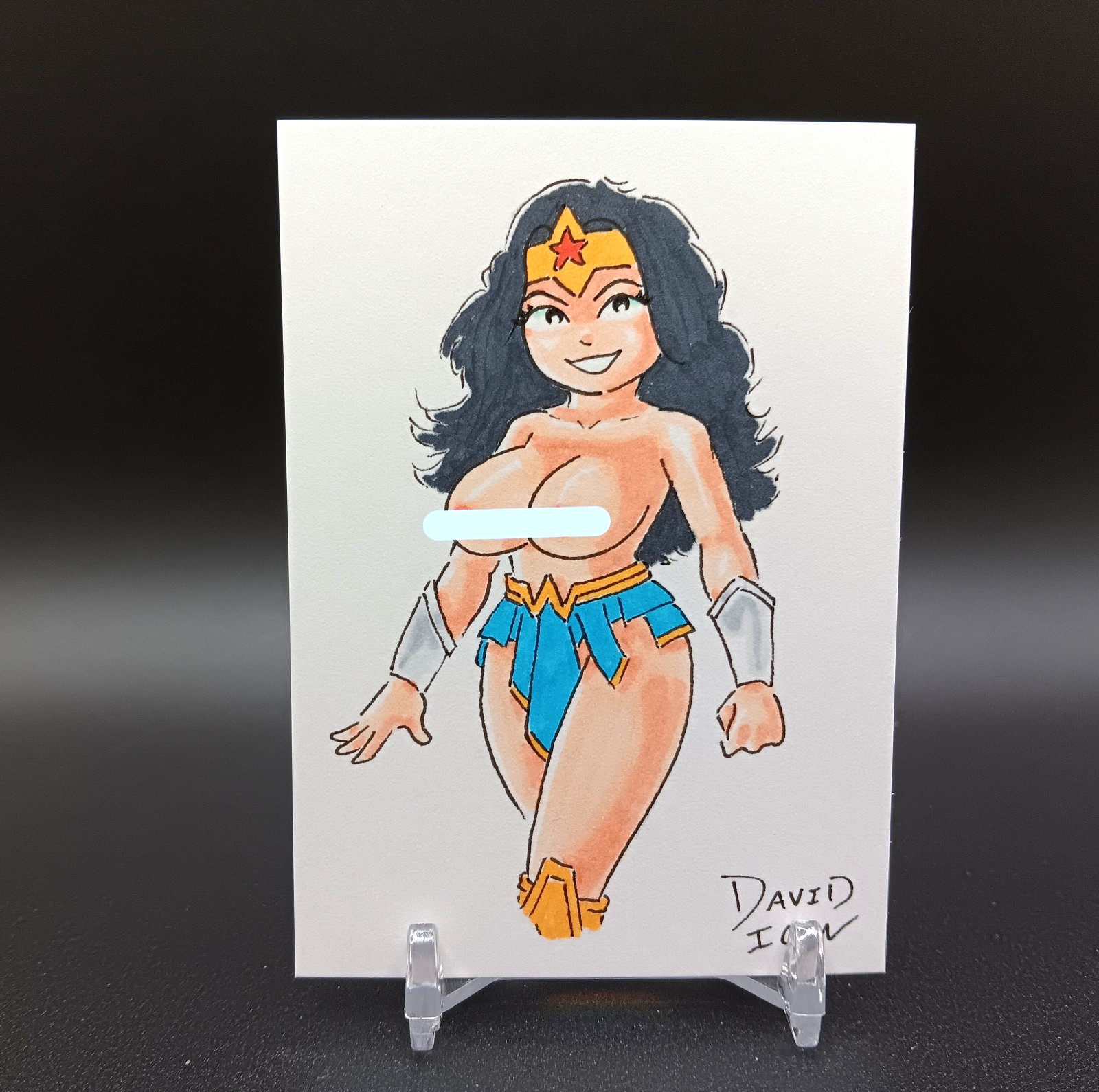 Original WONDER WOMAN Artist Sketch Card 1/1 David Icon - PSC - ACEO - ATC Pinup
