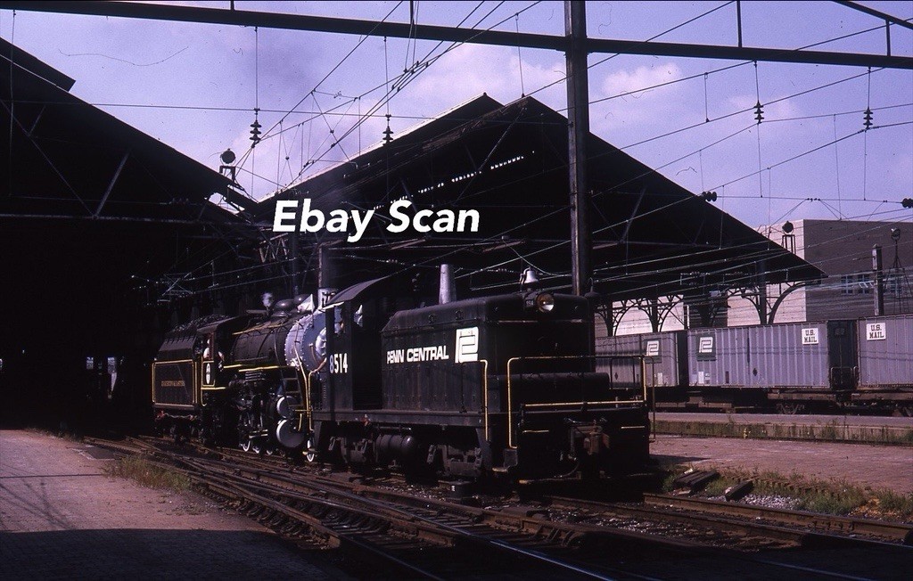Original 35mm Kodachrome Slide PC Penn Central Railroad 8514 & Steam Train  1970