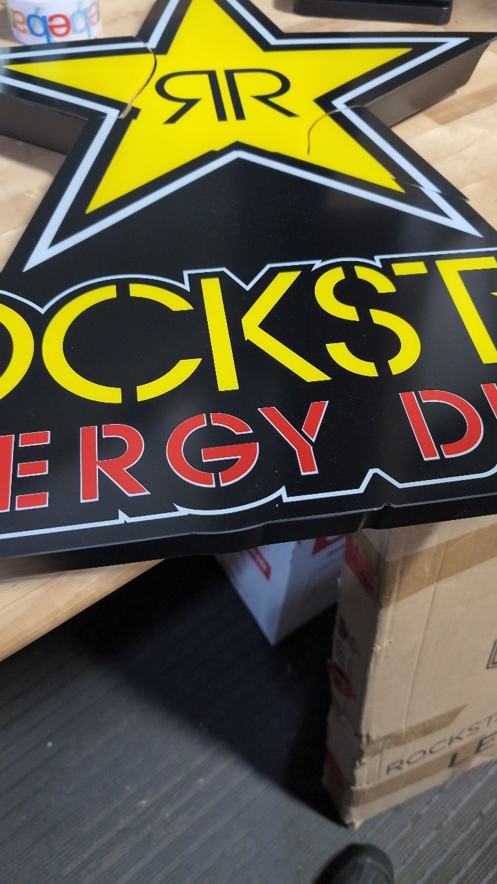 Rockstar Energy Drink Large Star Logo Wall Sign Display Black Yellow