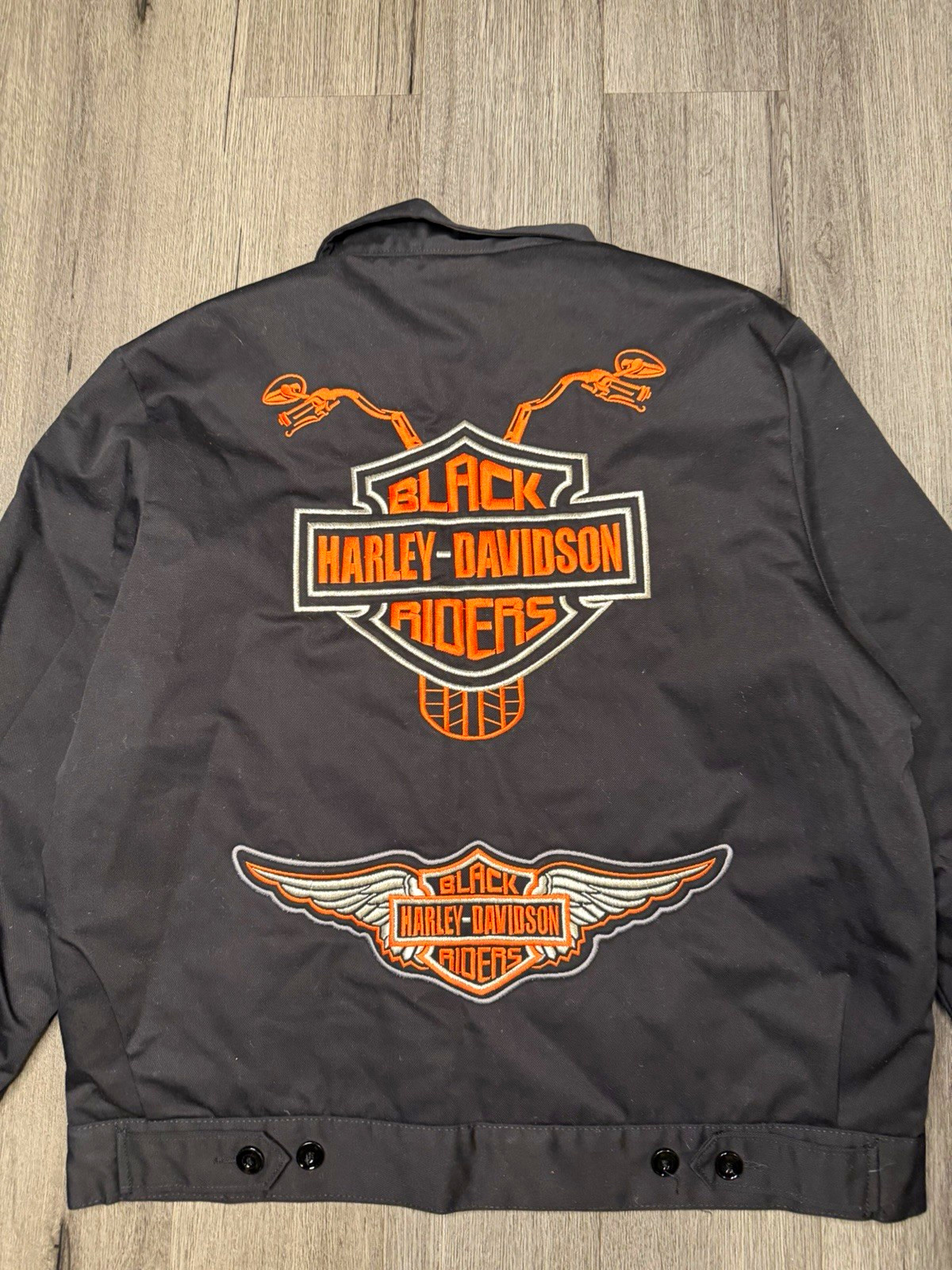 Dickies Black Harley-Davidson Riders Embroidered Work Jacket Size Large