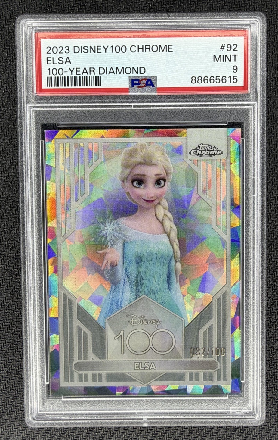 2023 Elsa PSA 9 Topps Chrome Disney 100 Years Diamond Refractor /100 SP