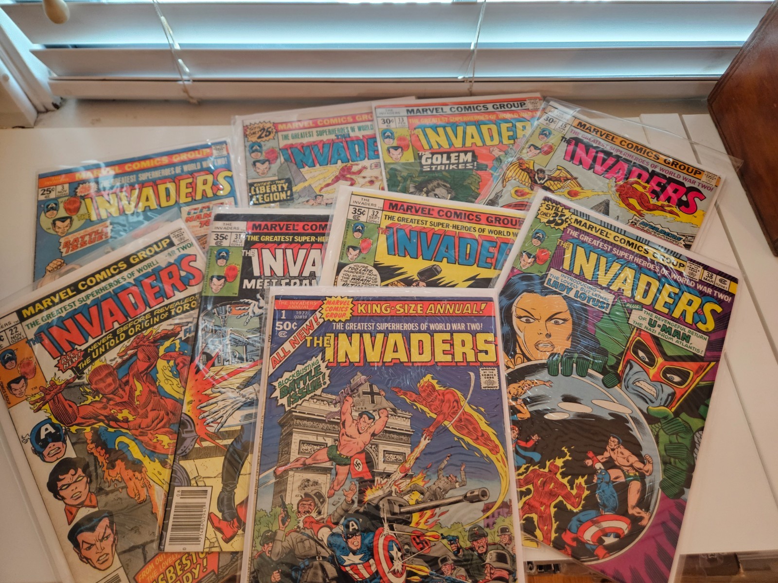 The Invaders Bronze Age Marvel comic lot of 9 issues 3 6 13 15 22 Annual 1