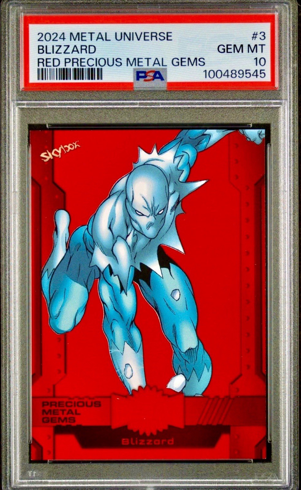 /100 PSA 10 Blizzard 2024 Skybox Marvel Precious Metal Gems Red PMG Holo POP 2