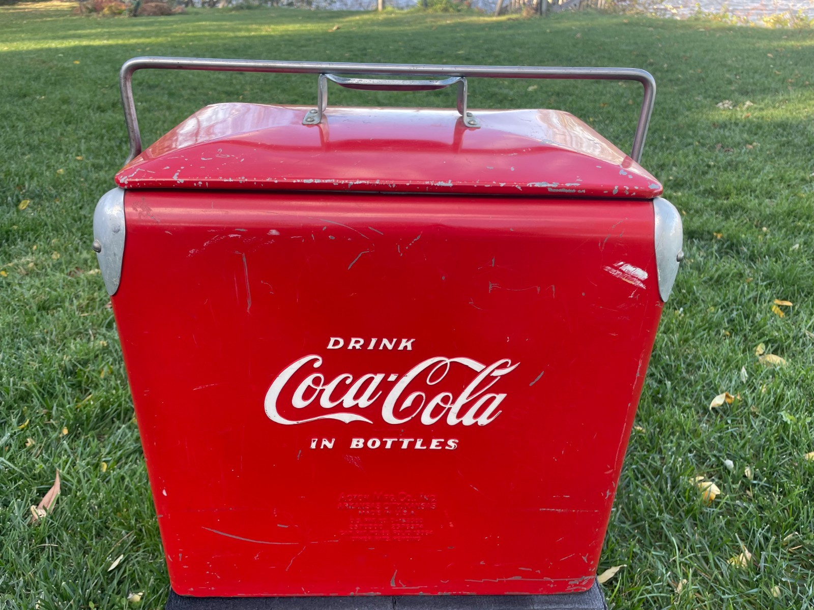 Vintage 1950\'s Coca Cola Metal Picnic Cooler Ice Chest by Acton Mfg. Co.