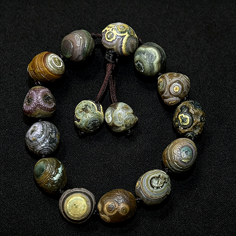 Natural China Inner Mongolia Gobi Eye Agate Bead Bracelet 15mm