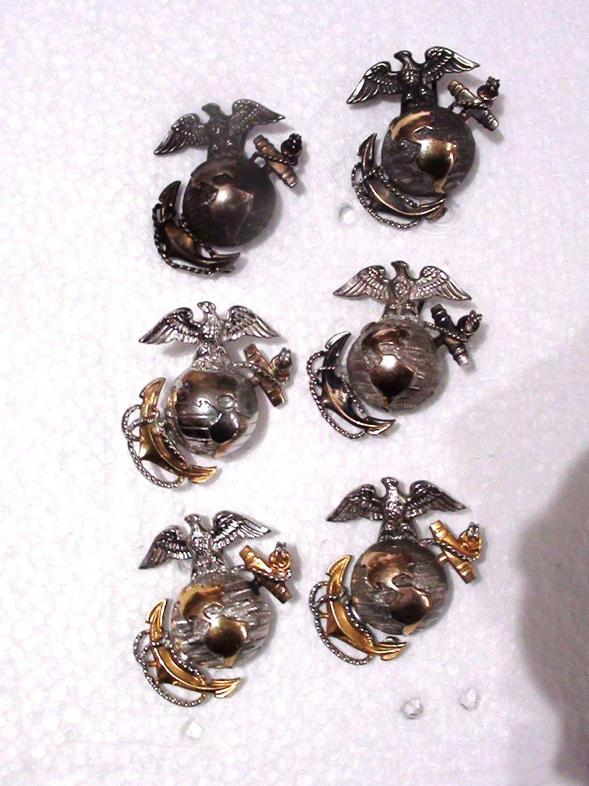Lot of six (6) WWII + H-H hallmarked Sterling pinback EGA's