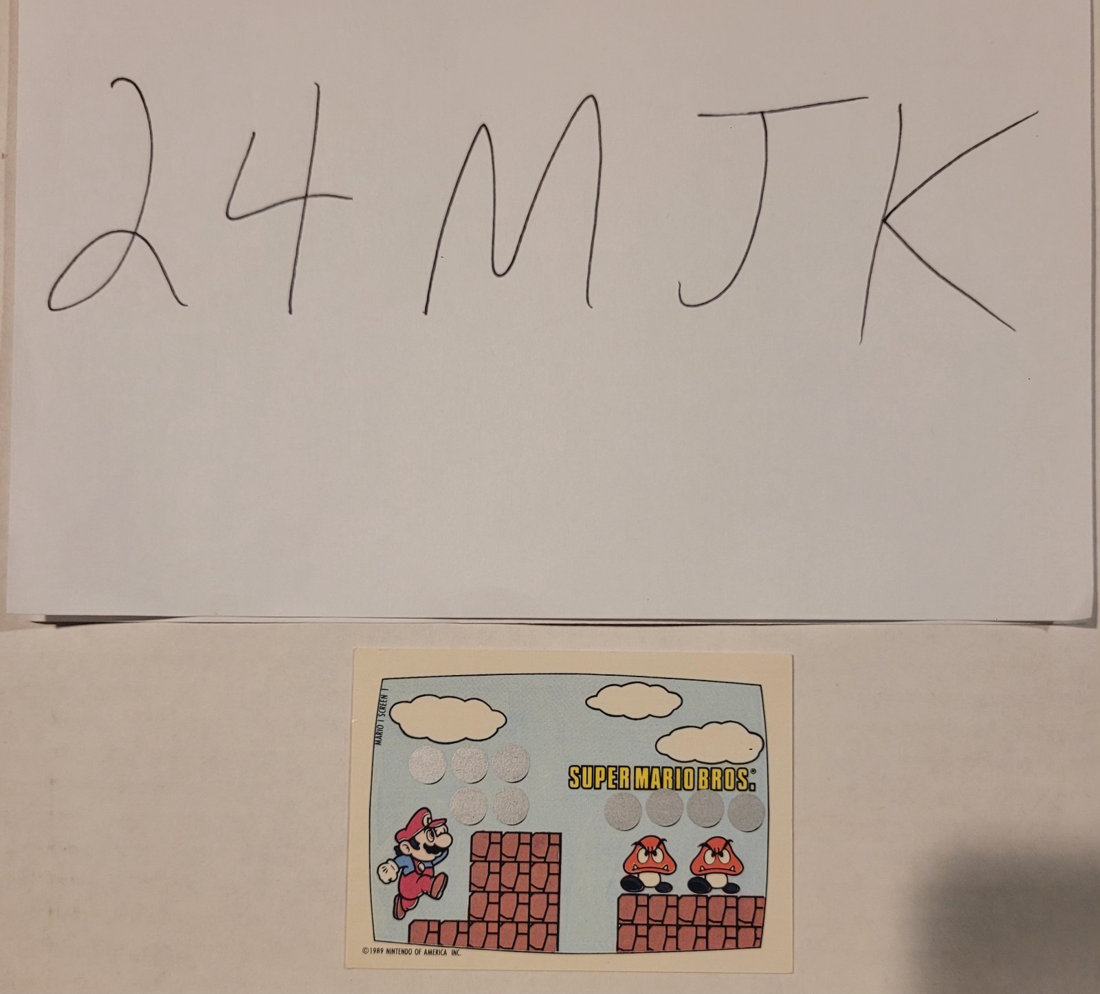 1989 Topps Nintendo Super Mario Trading Card Screen #1 Scratch Off