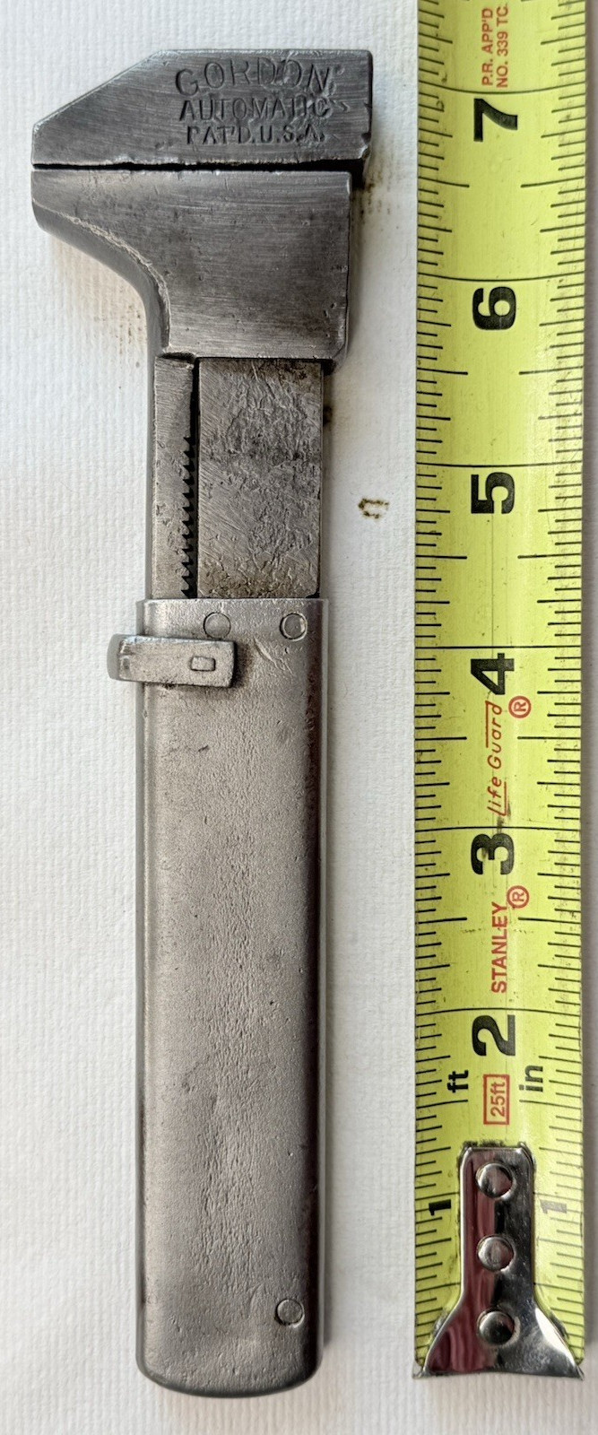Vintage GORDON AUTOMATIC PAT'D USA Adjustable Wrench Used