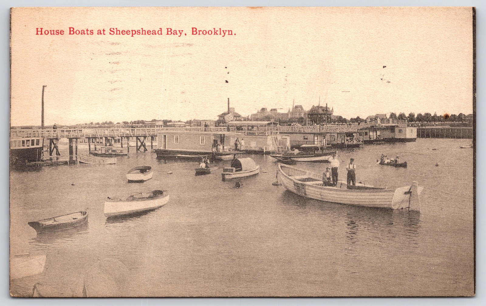 1910 House Boats Sheepshead Bay Brooklyn New York Posted Postcard