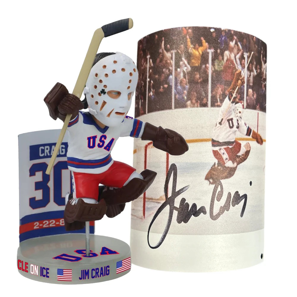 Jim Craig Signed 1980 Lake Placid Miracle on Ice 6” Bobblehead L. E. of 144