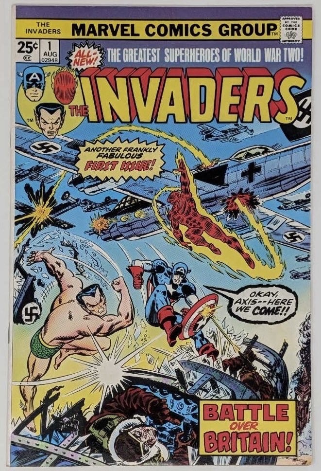 The Invaders #1 Battle Over Britain World War 2 Vintage Marvel Comics Group 1975