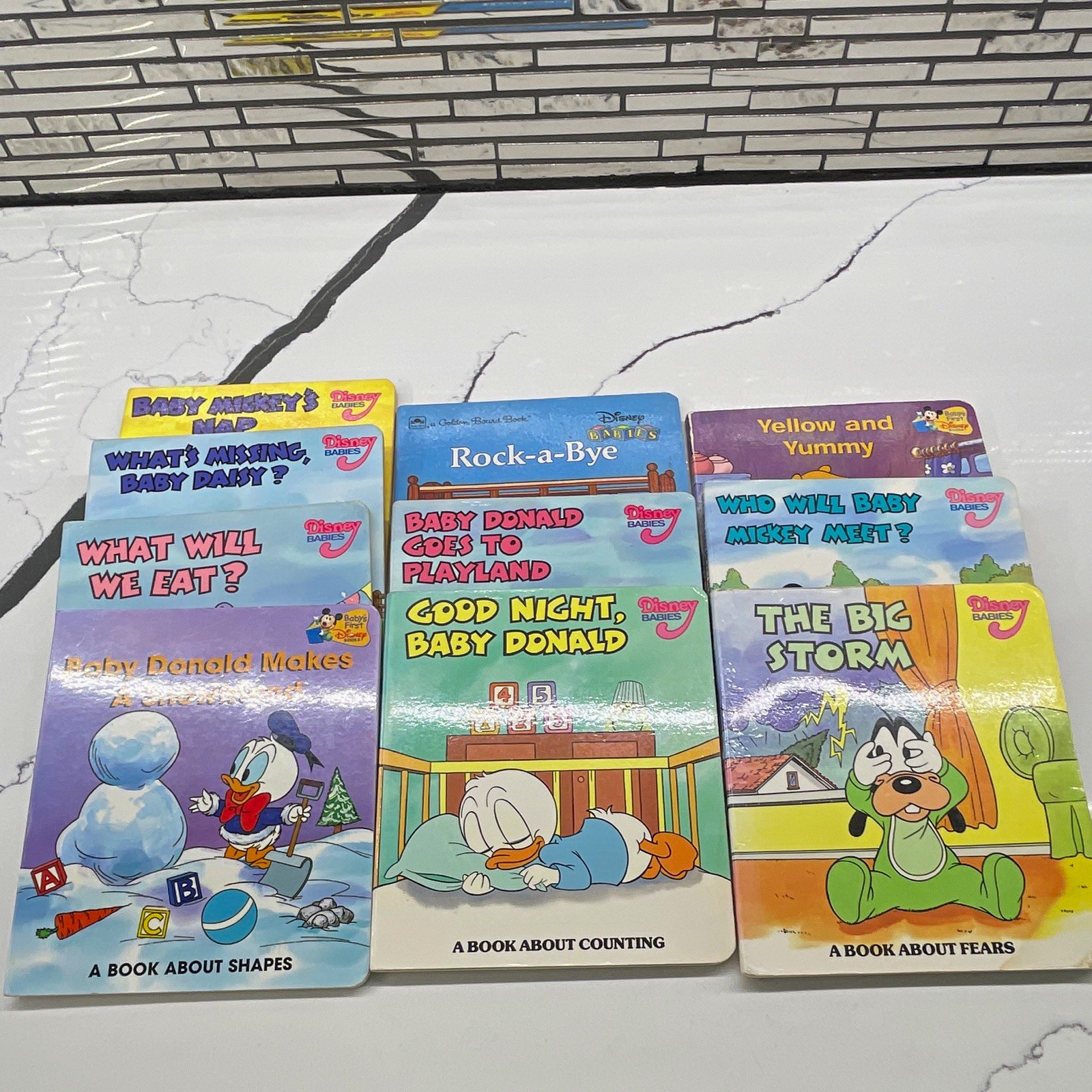 Vintage 1980s Disney Babies Board Book Lot of 10 Mickey Donald Pooh Concept Used
