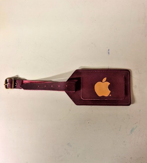 vintage 1980 Apple Computer Leather Luggage Tag Rare Hazel America's Case Maker