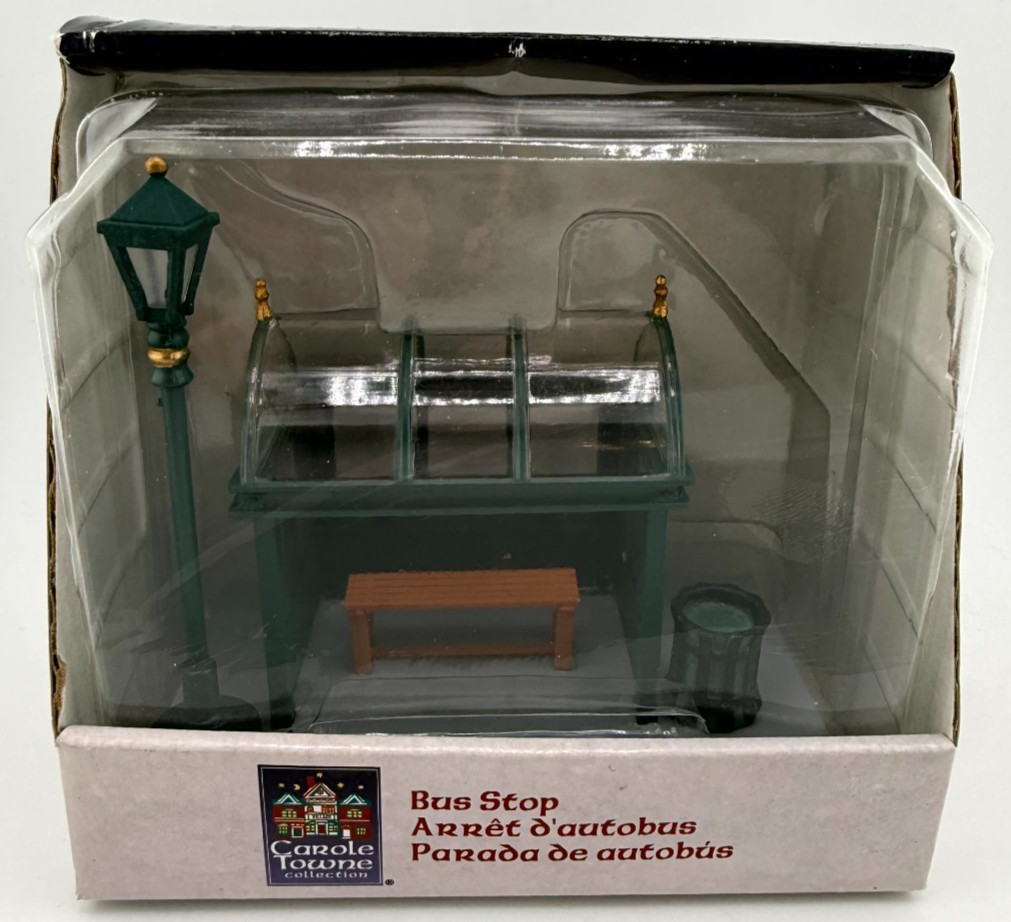 Carole Towne Bus Stop Christmas Village Accent Lemax 93755 New In Box