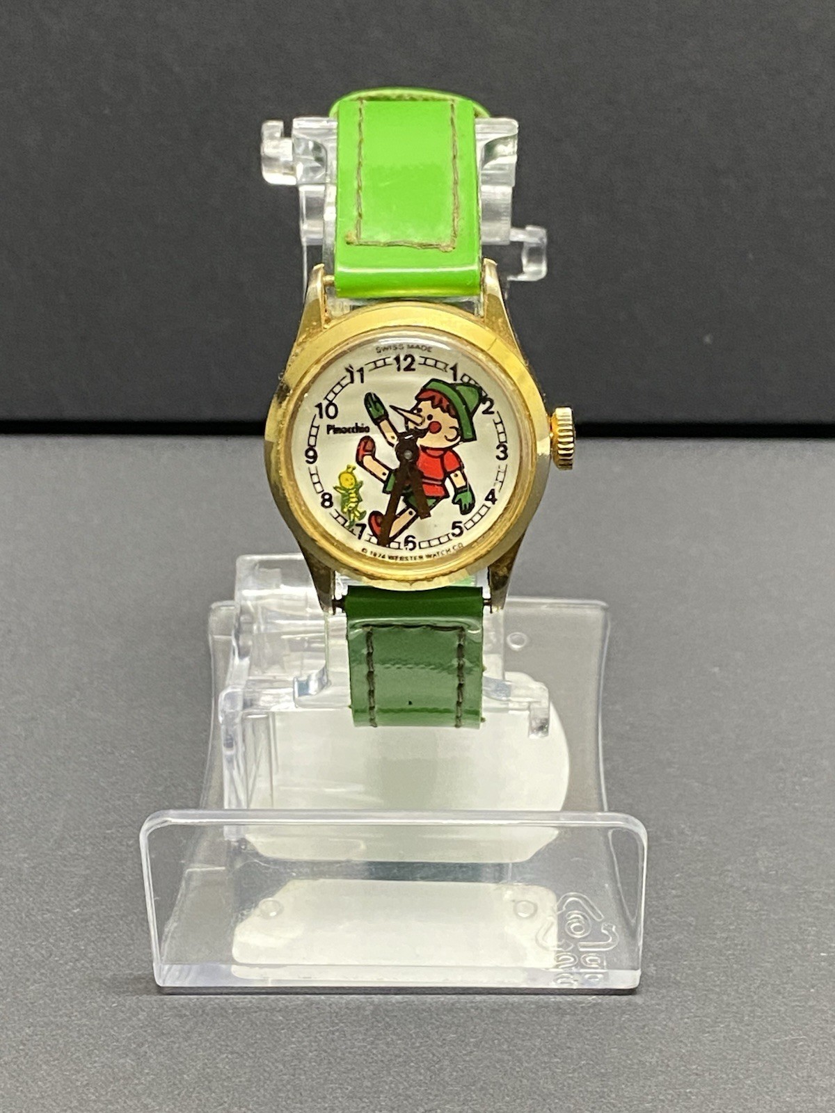 Rare VTG 1974 Pinocchio Character &Jiminy Cricket Webster Watch Co Original Band