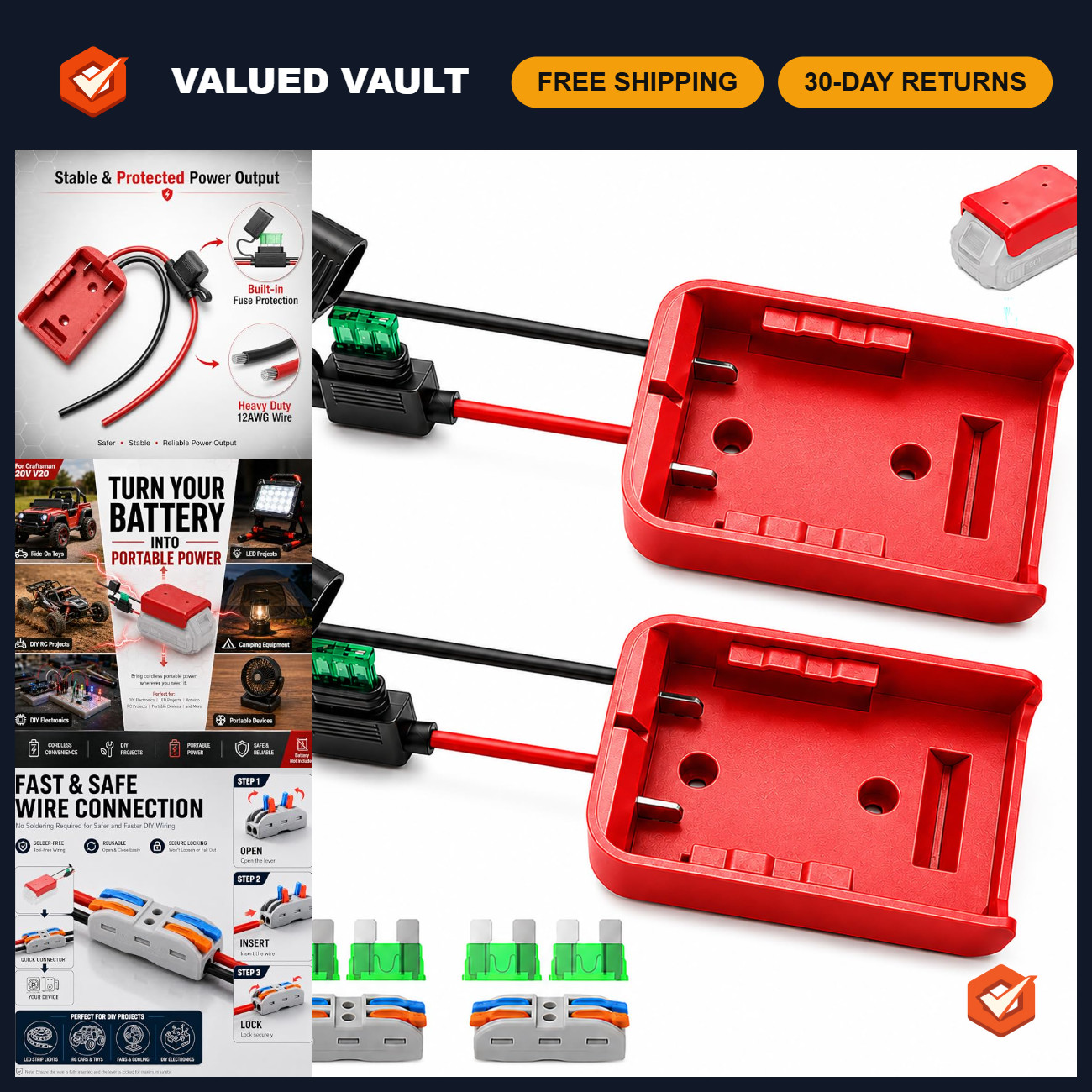 2 Pack Battery Adapter for Craftsman V20 Battery for Ride-On Cars