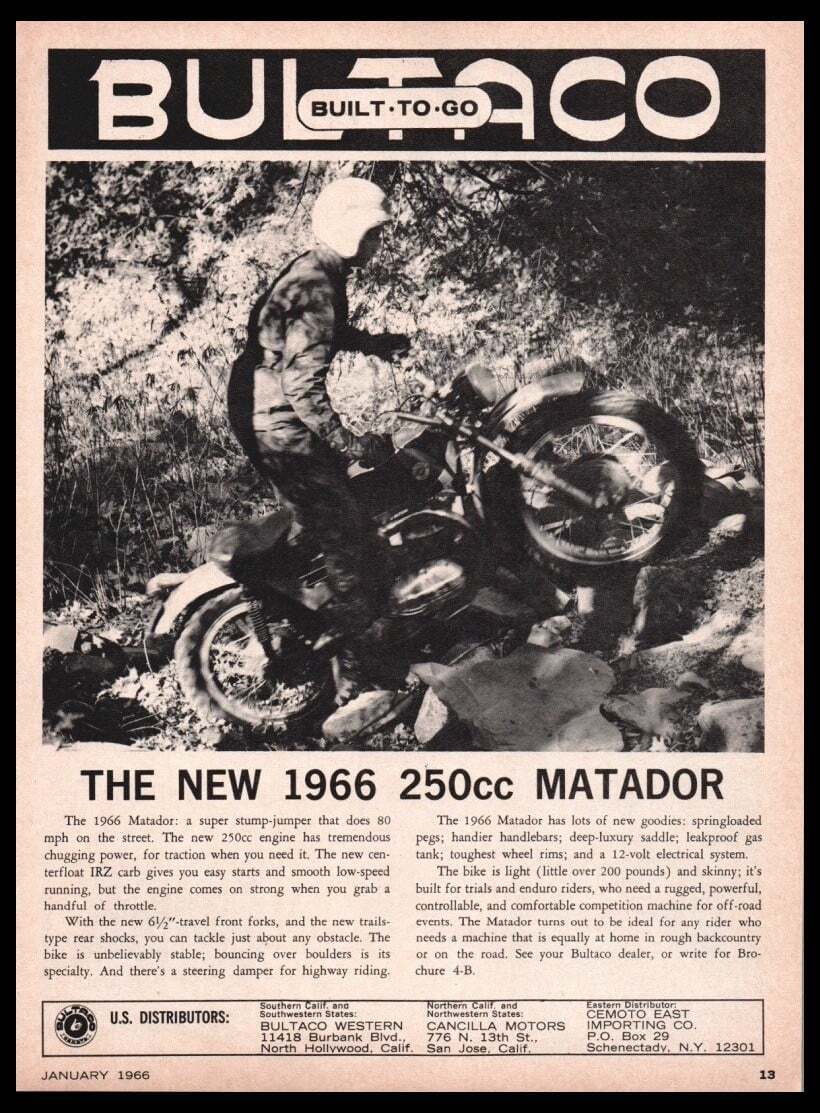 1966 Bultaco Matador Motorcycle print ad /mini poster/photo-Original VTG 1960s