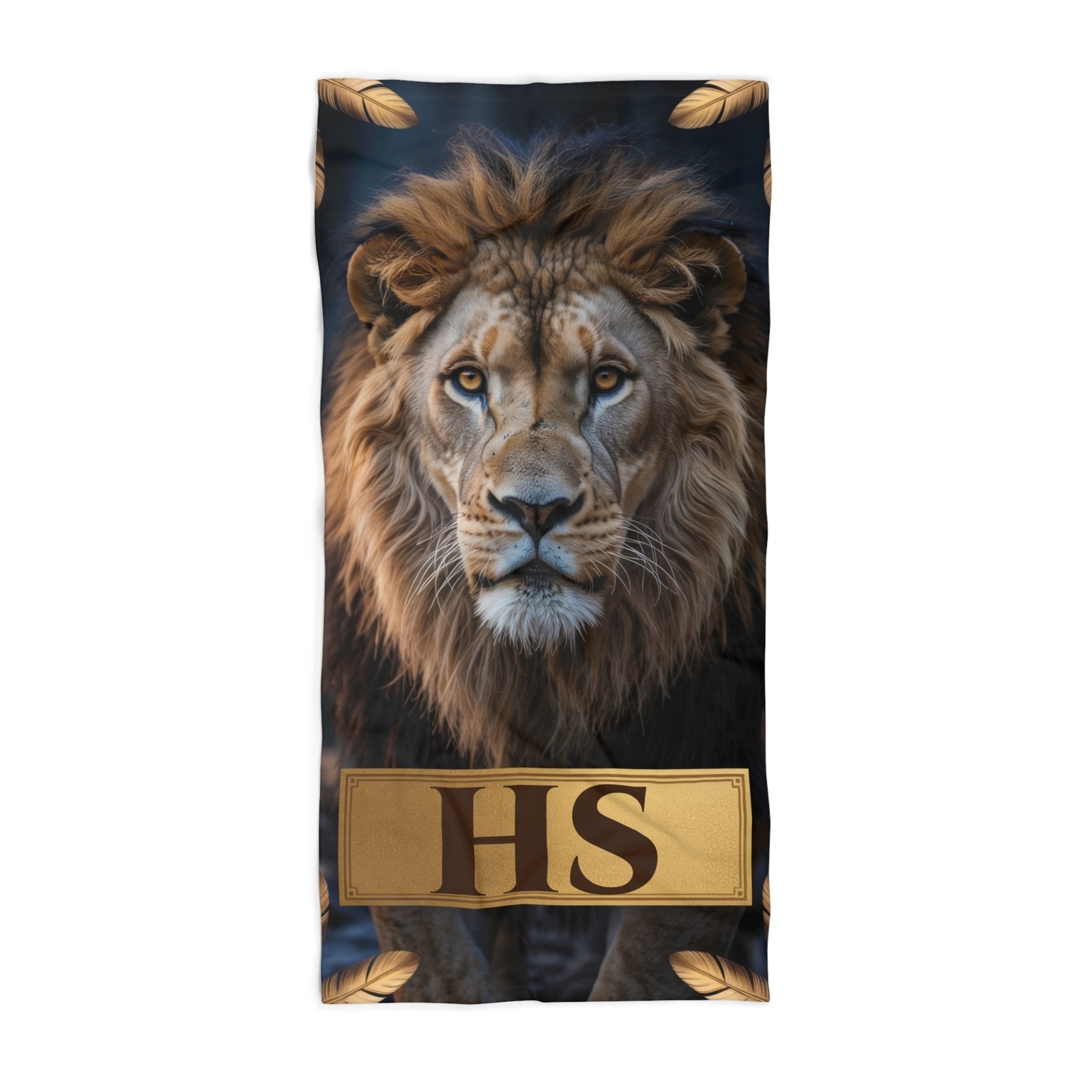 Personalized Lion Beach Towel Custom Name Monogram Oversized XL Gift for Dad