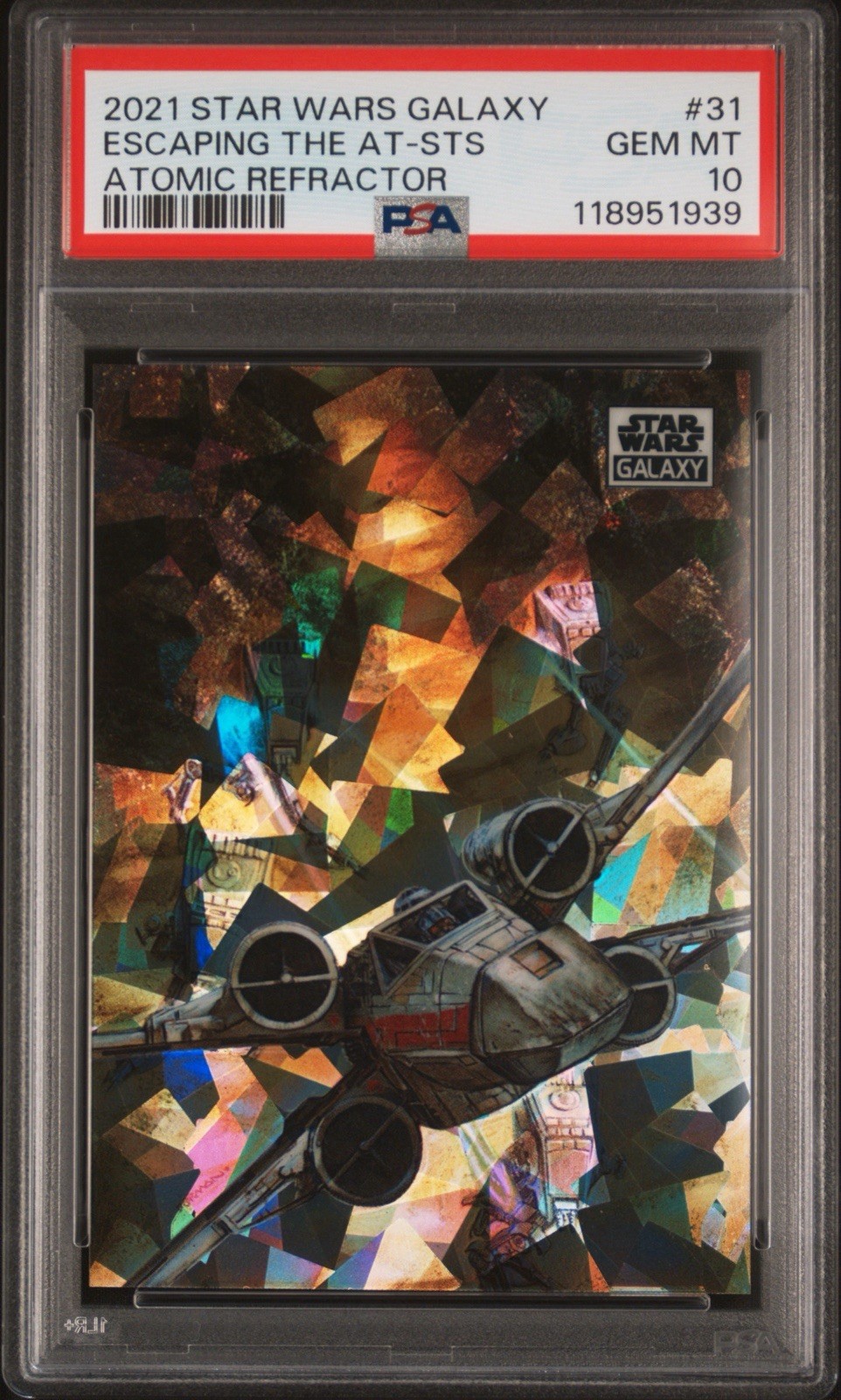 2021 Topps Star Wars Galaxy X-Wing Escaping AT-STs Atomic /150 PSA 10 #31