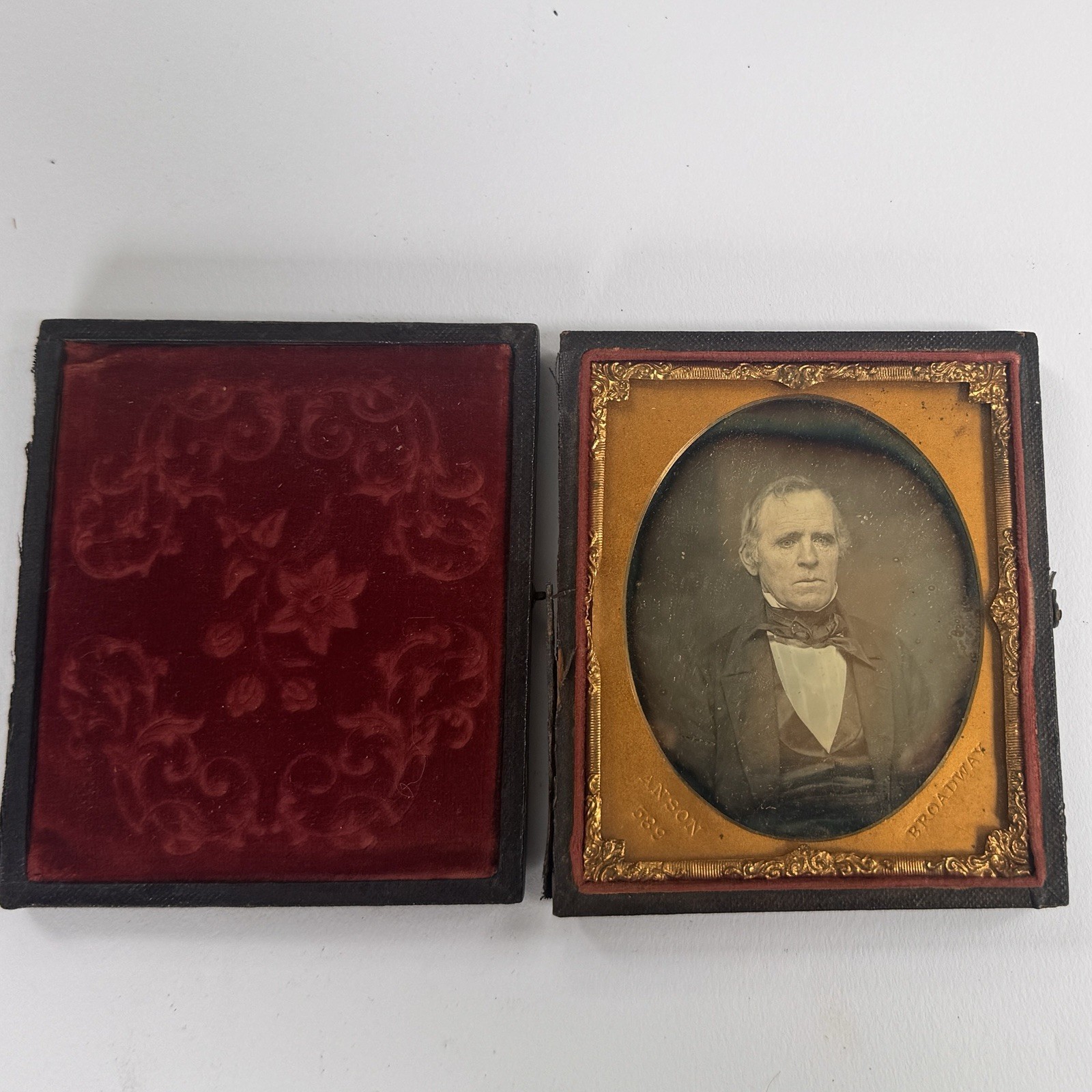 1850s Rufus P Anson Daguerreotype Older Man 589 Broadway NY Sixth Plate