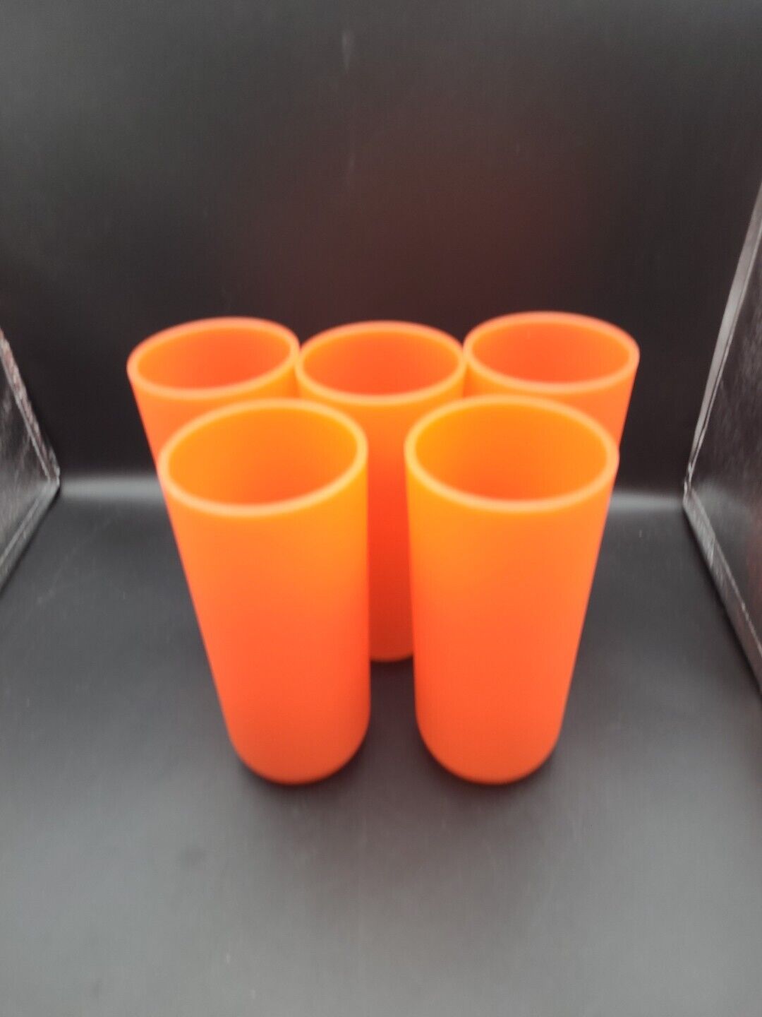Vintage Majestic Cups Plastic Ribbed Orange Neon Orange (lot of 5) USA