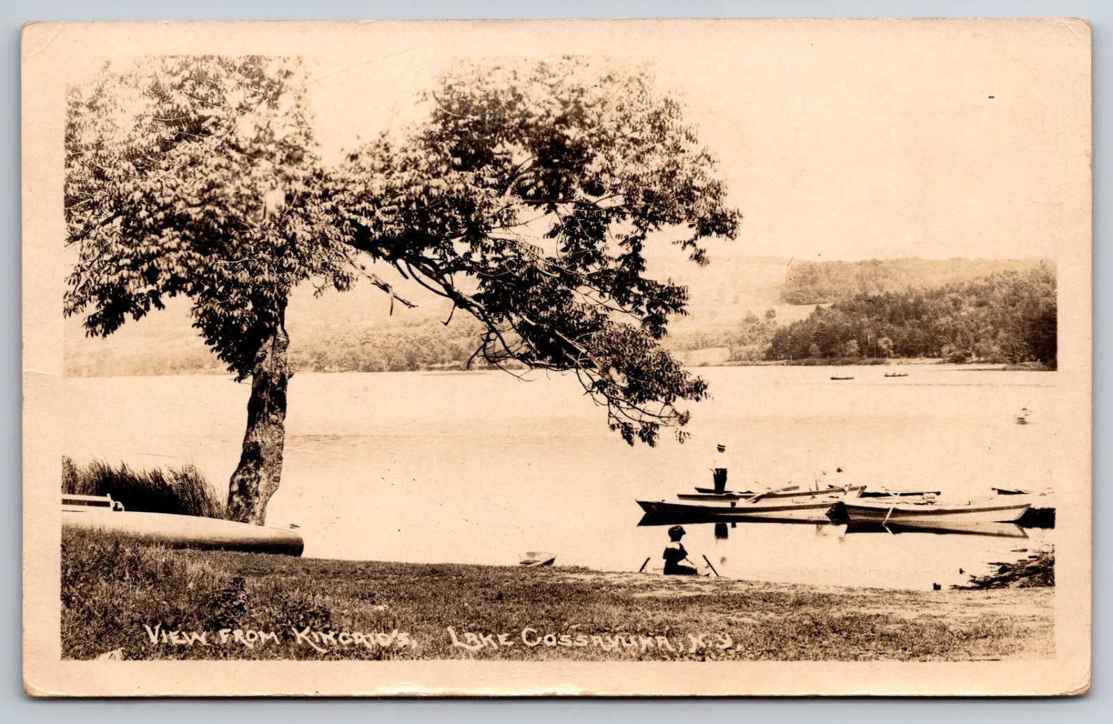 View from Kincaid\'s Lake Cossayuna New York Argyle Greenwich Real Photo RPPC