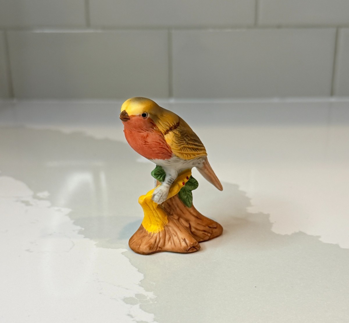 Vintage Western Tanager Bird Figurine Porcelain Bisque Hand Painted Taiwan 2.75”