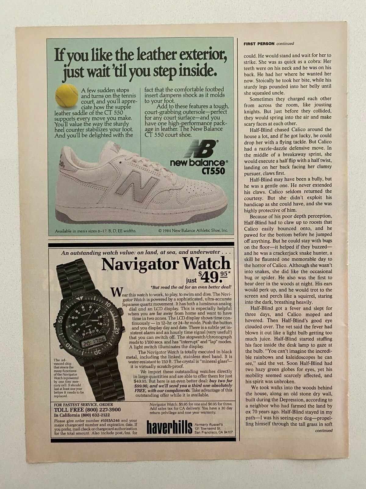 haverhill\'s Navigator Watch Vintage 1985 Print Ad