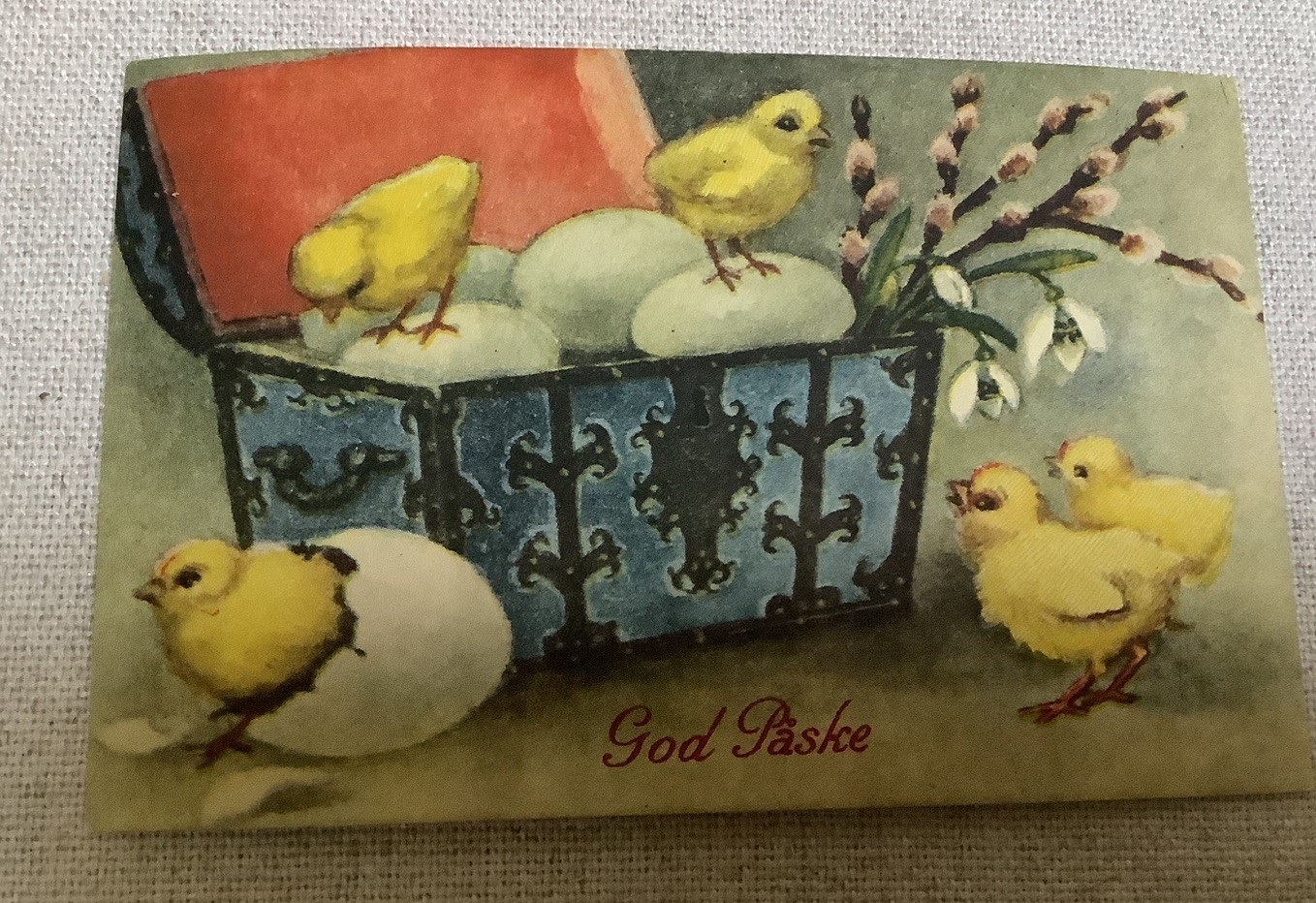 Vintage Postcard Scandinavian God Paske Easter Norway Unposted Hatching Chicks