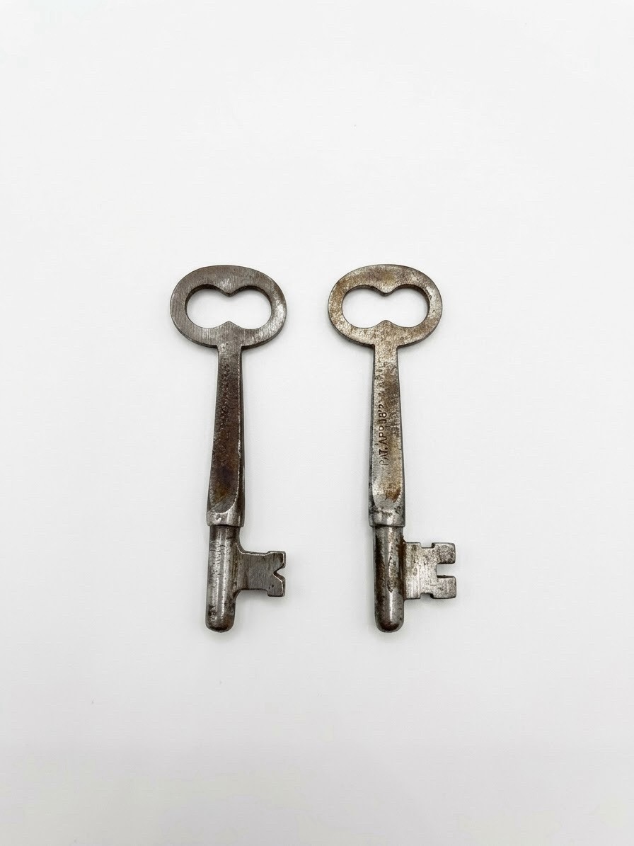 Lot of 2 Antique J.B. Schroeder & Co. Cincinnati OH Skeleton Keys Ornate Cut