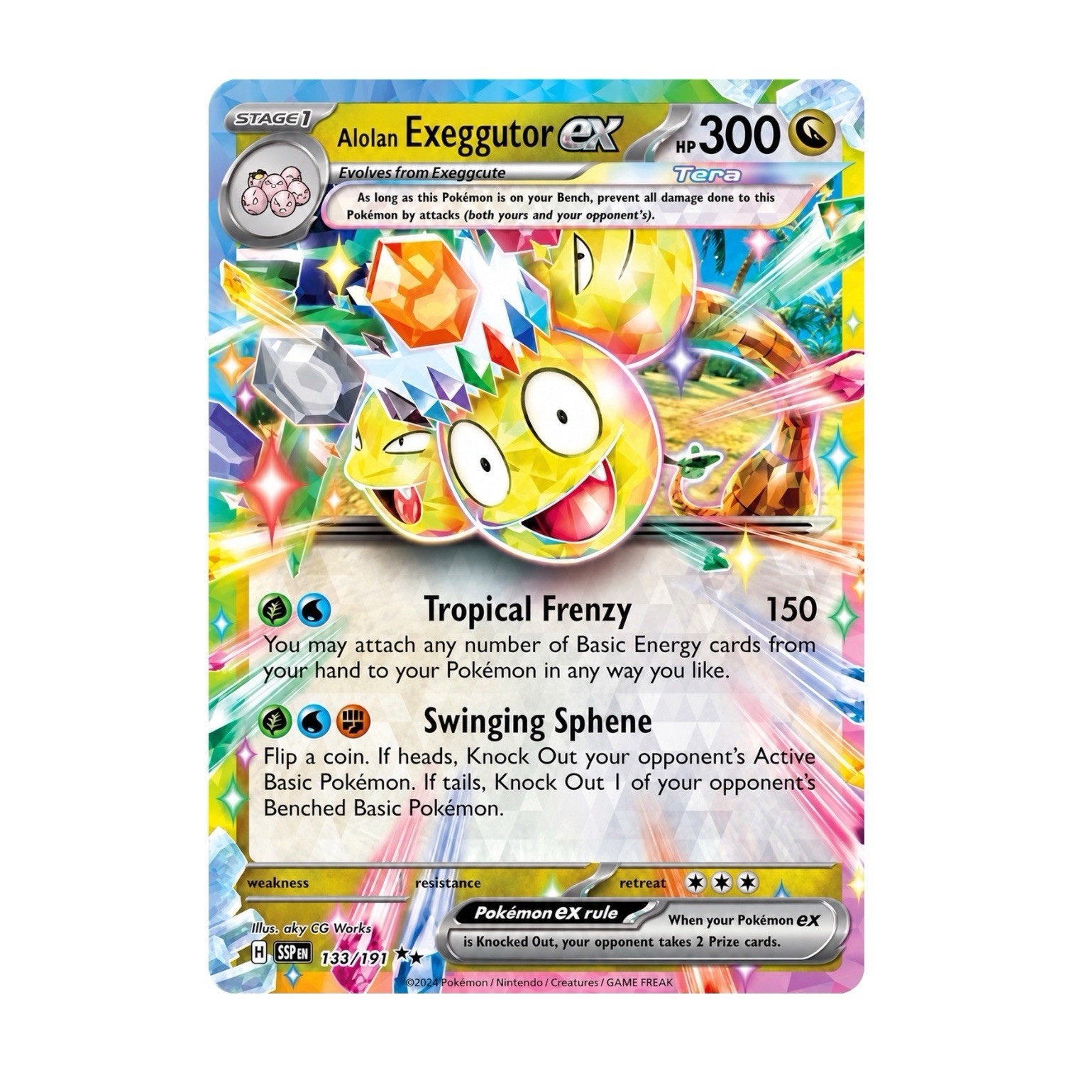 Pokémon Exeggutor ex 133/191 Double Rare Surging Sparks Holo Near Mint