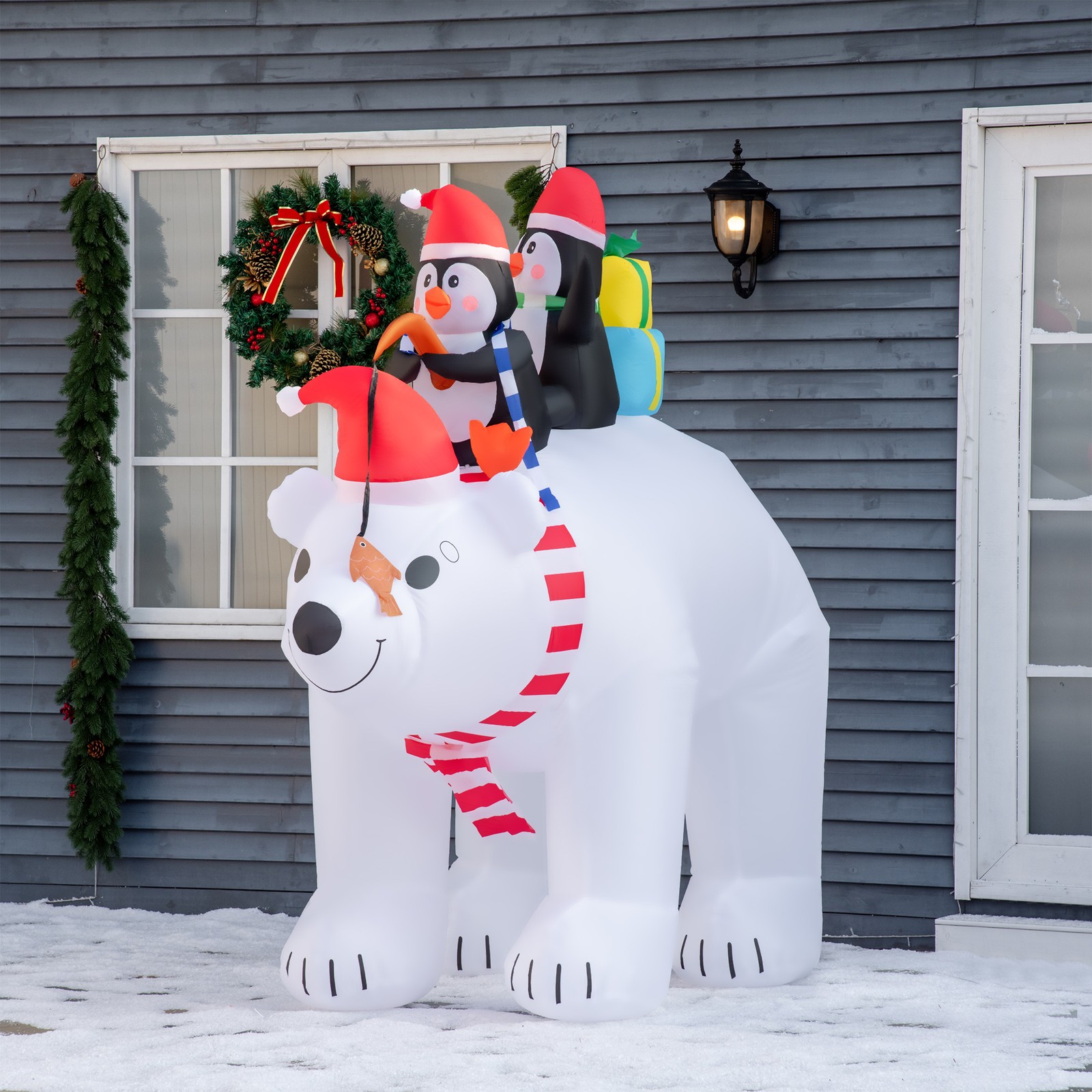 7 ft Light Up Polar Bear & Penguins LED Lighted Christmas Inflatable Decoration