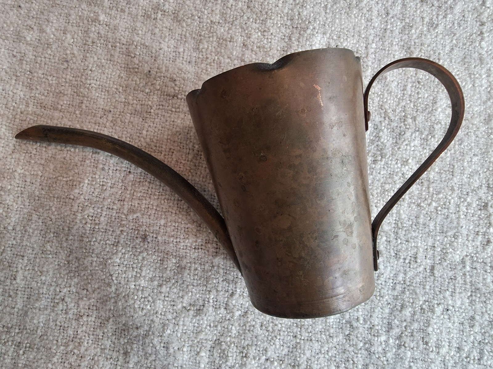 Antique Copper Watering Can Drum Gold 807 Vintage Stamped Water Pitcher Feeder