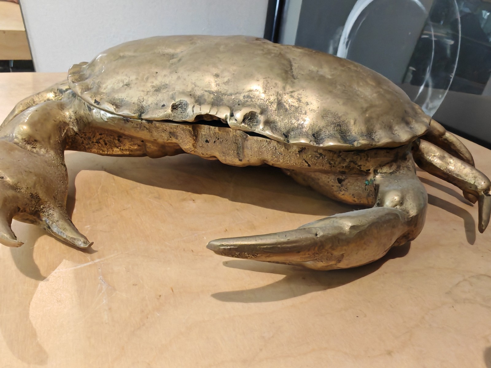 Rare Vintage 1970's Heav bronze Crab Empty Plate Box L30cm X H23cm Collector 