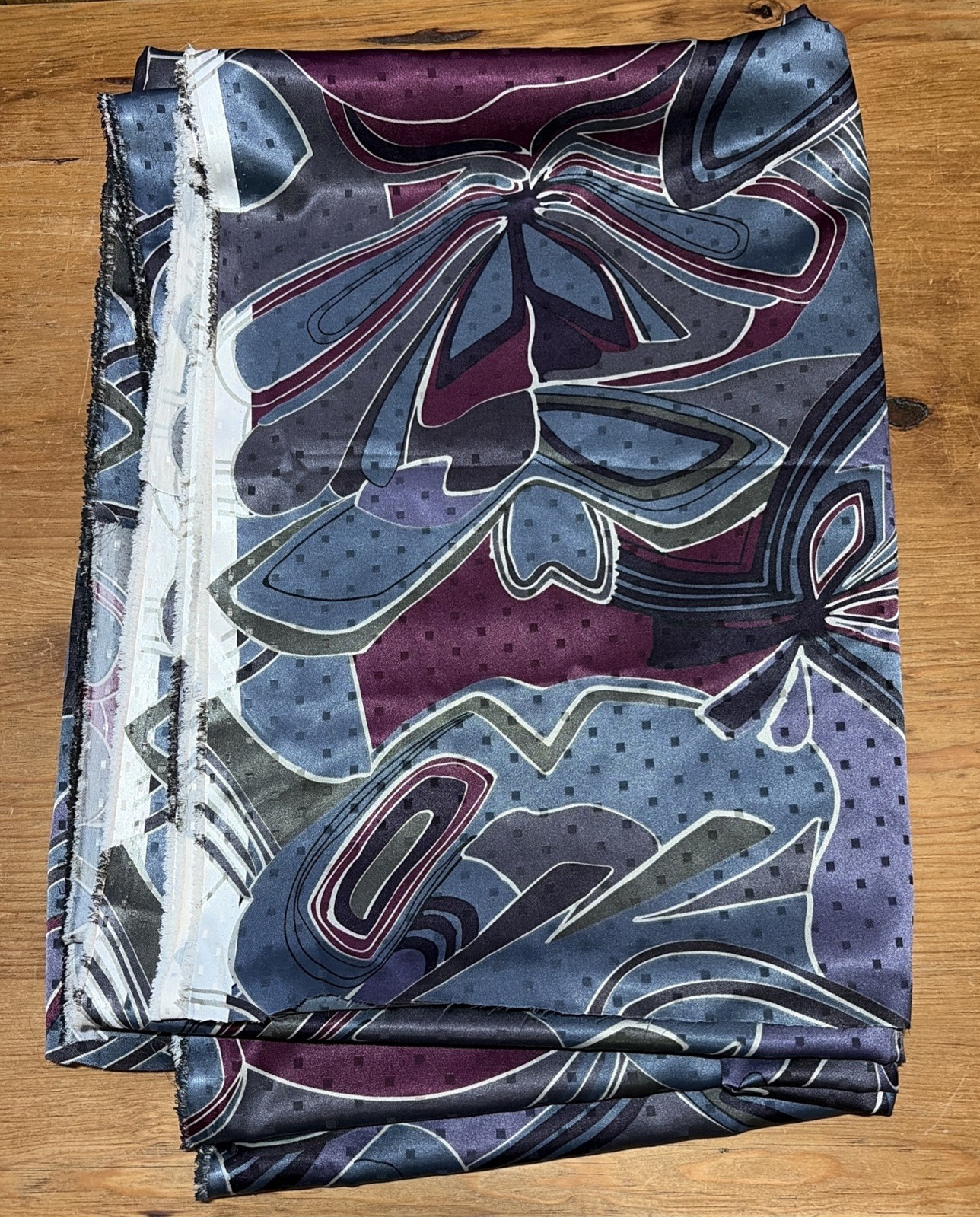 Vtg 1970s Jacquard Fabric Dress Yardage Psychedelic Abstract Geometric Dotted **