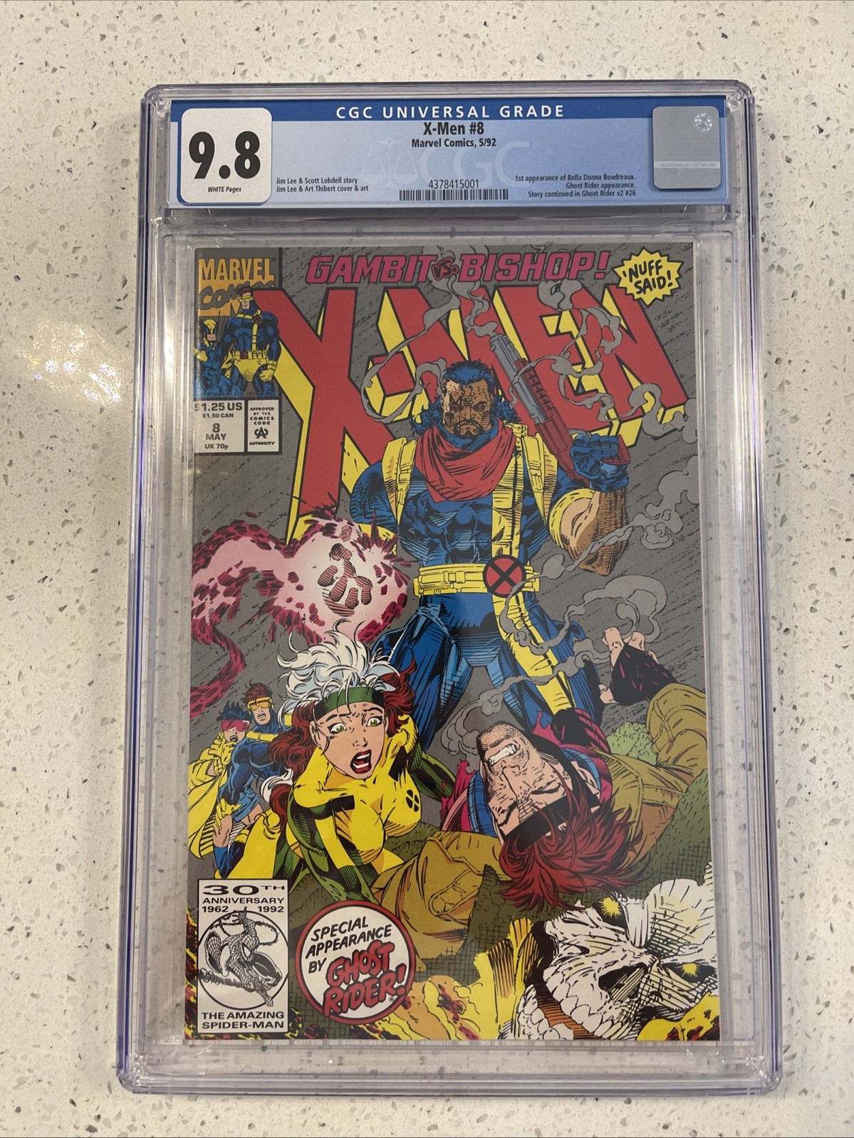 X-Men #8 Marvel 1992  Gambit vs Bishop cover  Jim Lee art & cover  9.8 NM/MT