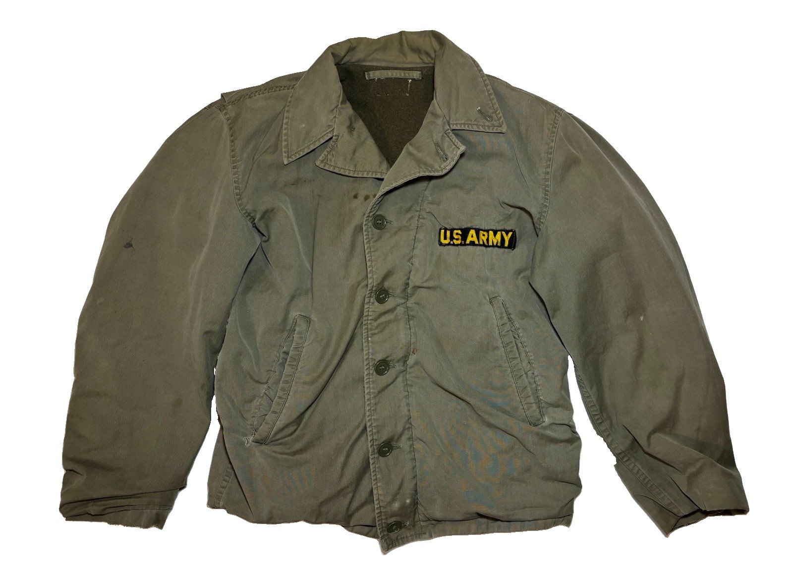 Vintage 40s WWII US Navy N4 Deck Jacket US Army Patch M41 Style Wool Lined XS