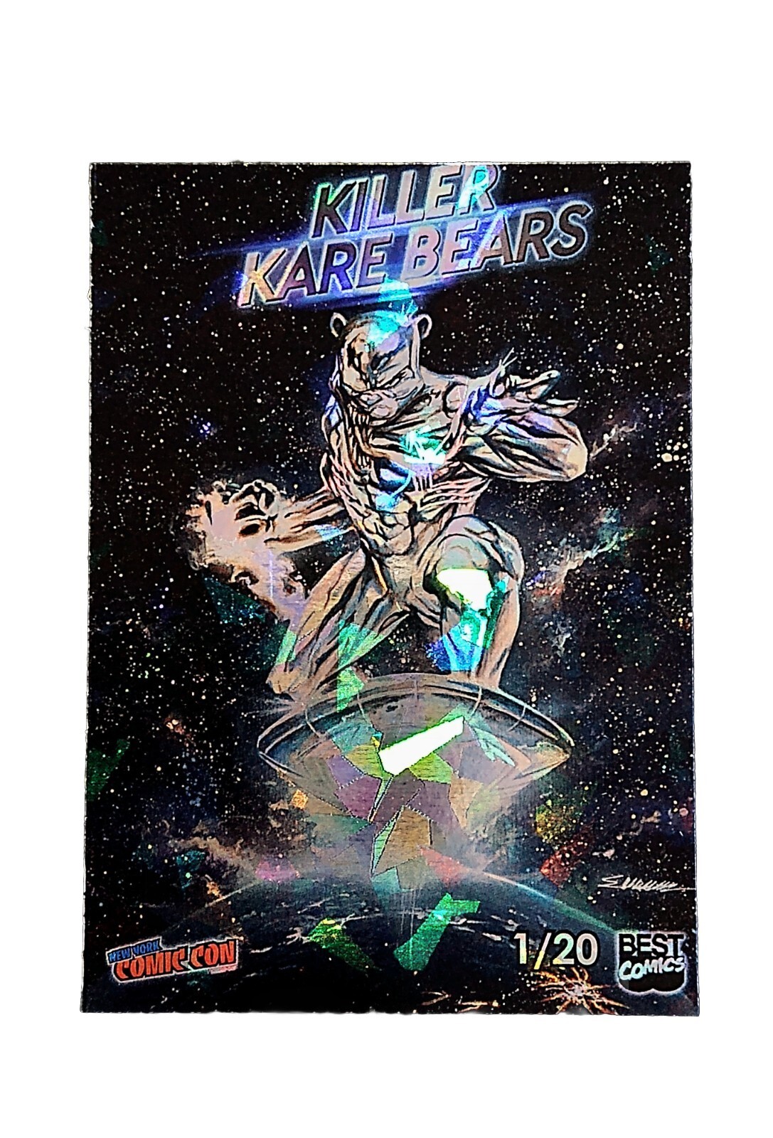 Killer Kare Bears NYCC Venomized Silver Surfer Crystal Fleck Trading Card #1/20
