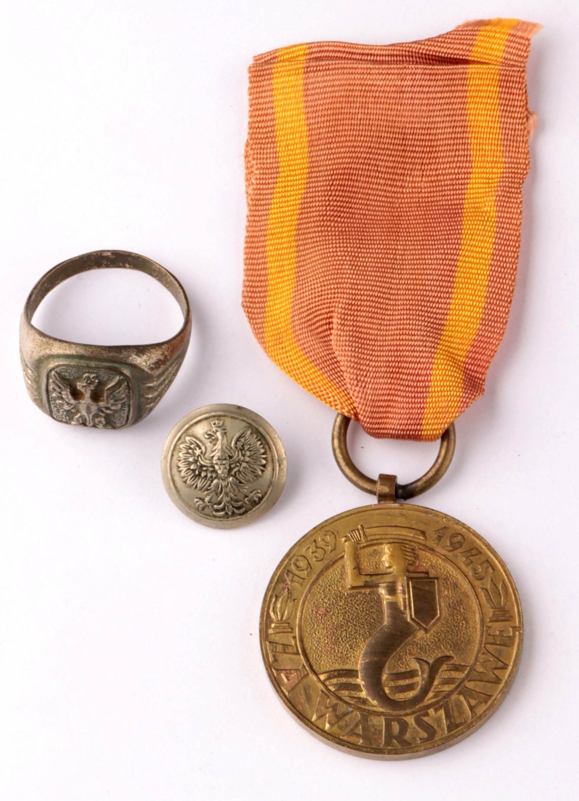 Warsaw Ring Poland WW2 Medal 1939-1945 Eagle WWII Polish Army Button Coat of arm