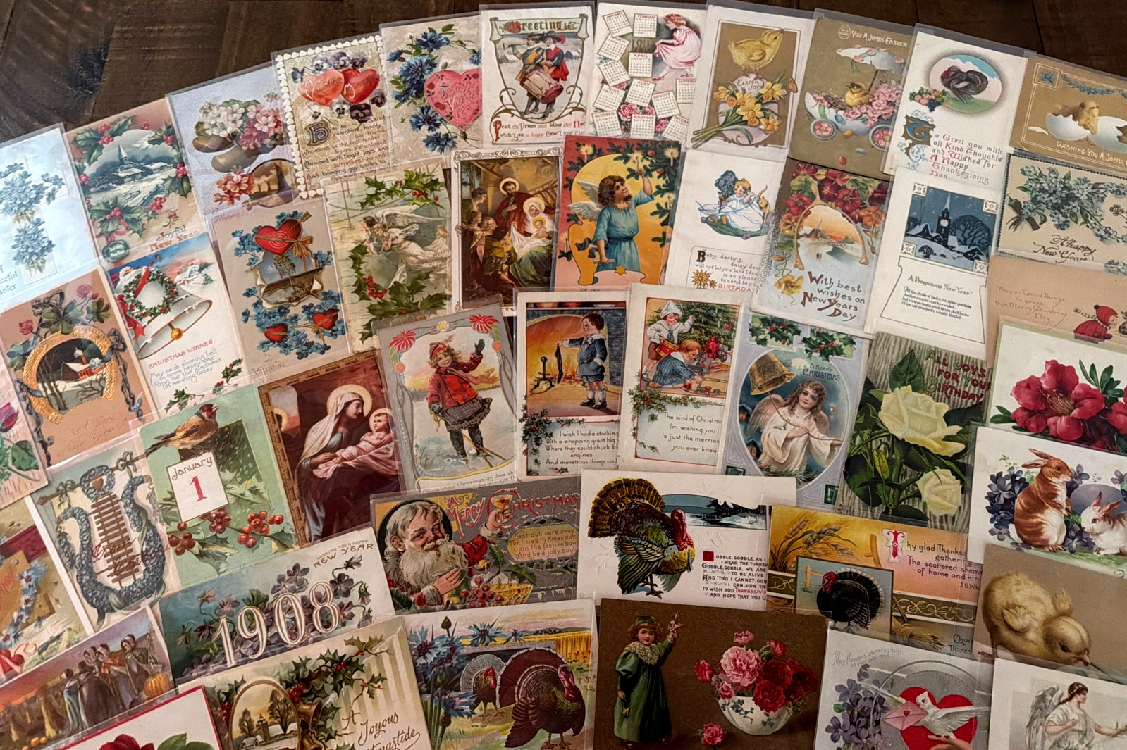 Lot of 60~Mixed~ Antique Vintage Holidays Greetings 1900's Postcards~Santa~s508