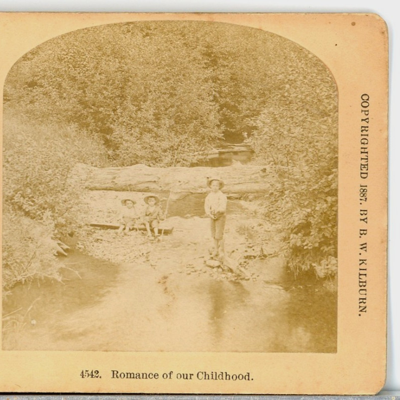 CHILDREN, Romance Of Our Childhood, Fishing At A Stream--Kilburn Stereoview V131