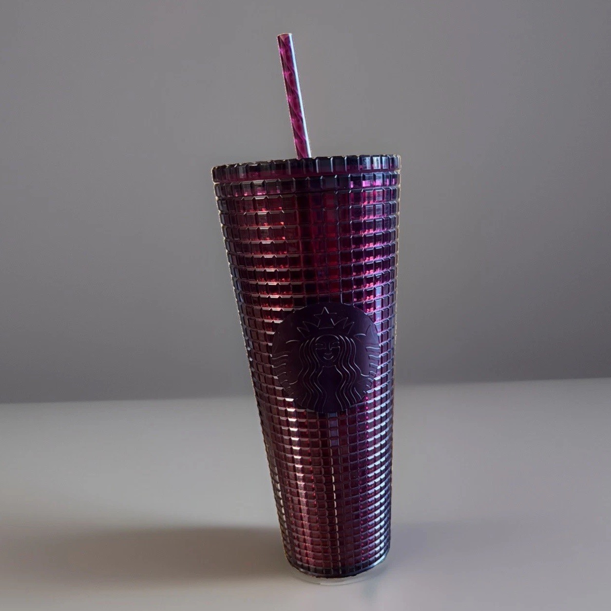 Starbucks Tumbler Cup And Straw 24 Oz Red Crimson Jeweled 2021 Holiday