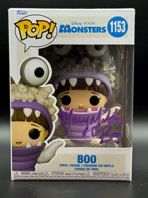 Mary Gibbs Signed/Inscribed Monsters Inc Boo Funko Pop #1153 Purple Signature