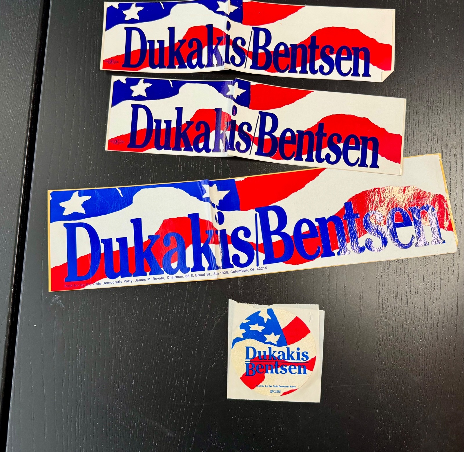 Mike Dukakis Bentsen 1988 Presidential Bumper Stickers, Stickers  from Ohio